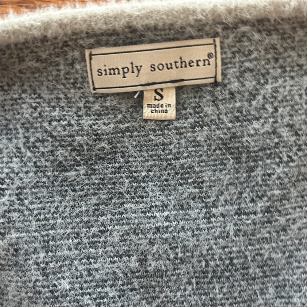Simply Southern Gray and Patterned Duster Sweater Size Small - Picture 3 of 9